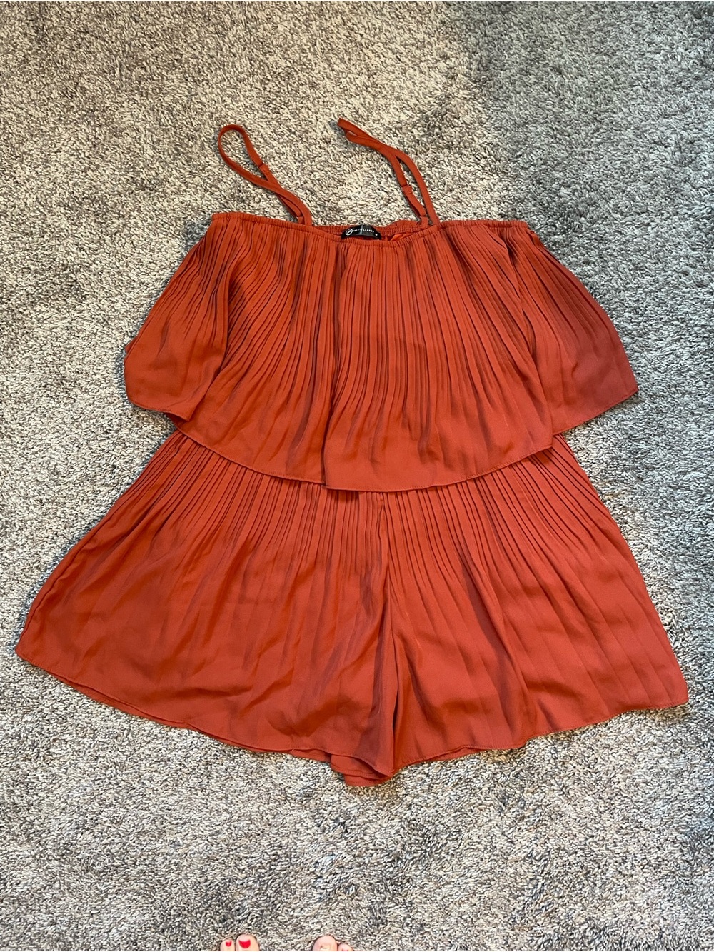 Women’s Rust Pleated Romper - Unbranded